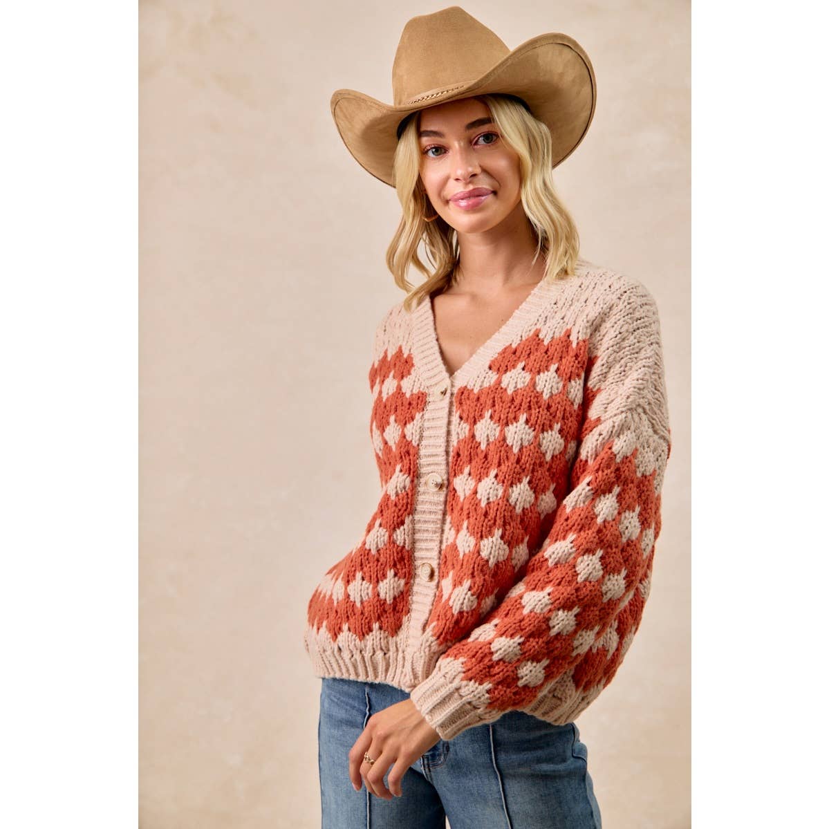 TEXTURED SWEATER CARDIGAN WITH BUTTONED CLOSURE