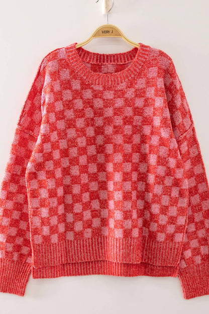 Checkerboard Knit Sweater