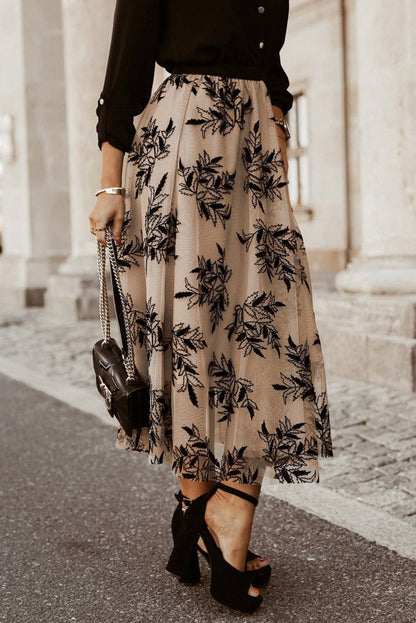 APRICOT FLORAL EBROIDERED MAXI