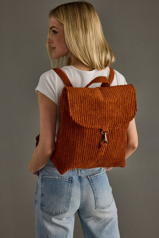 RUST CORDUROY BACKPACK