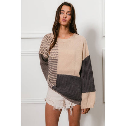 MIXED PATTERN BLOCK SWEATER