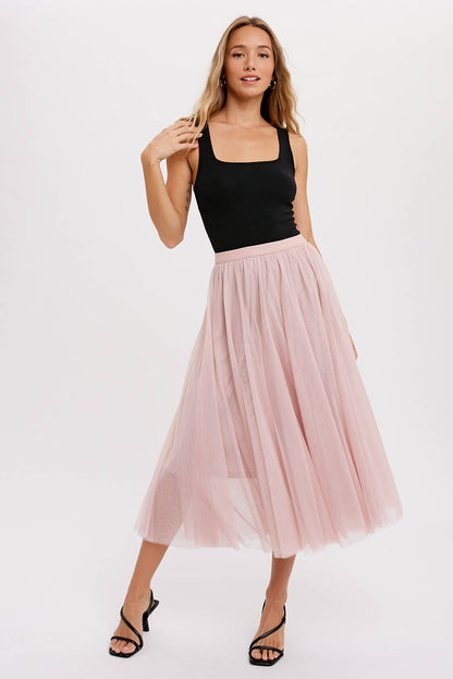 Bluivy - TULLE MIDI SKIRT: DUSTY PINK / M