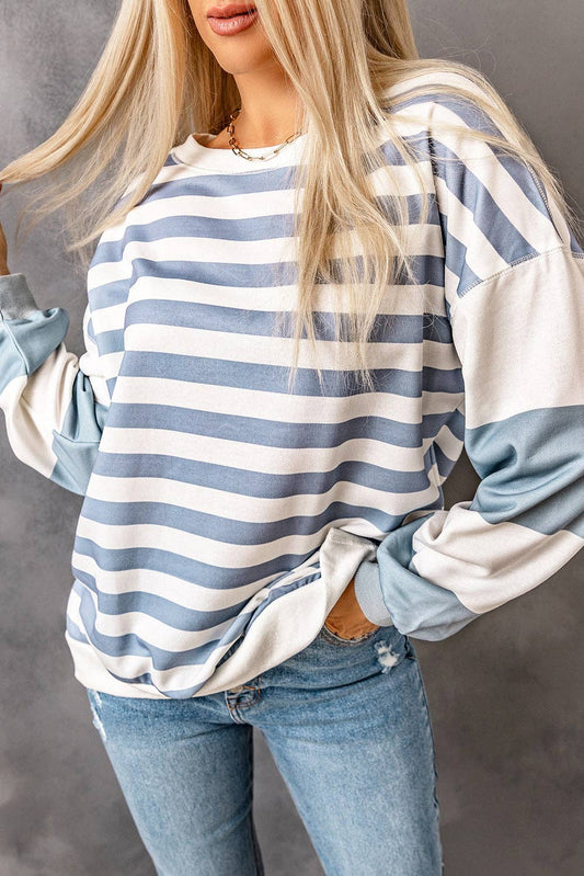 STRIPE DROP SHOULDER PULLOVER