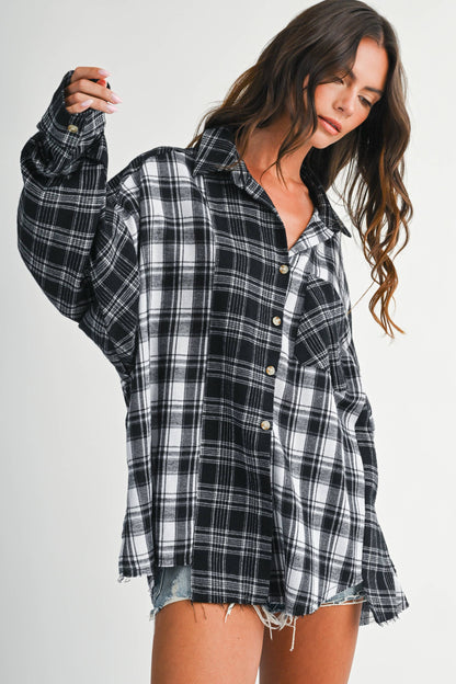 AEMI + CO - 8376EN Kambrie Plaid Flannel Shirt 1: Black / Contemporary / M