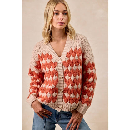 TEXTURED SWEATER CARDIGAN WITH BUTTONED CLOSURE