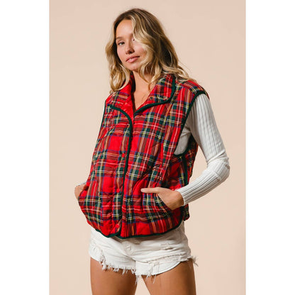 VINTAGE CHRISTMAS PLAID QUILTING VEST