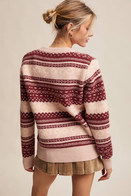 FAIR ISLE BOW KNIT SWEATER