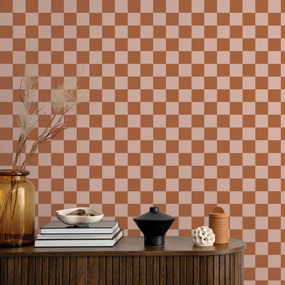 Tempaper & Co ® - Checkmate Blush Peel and Stick Wallpaper: Retro Blush