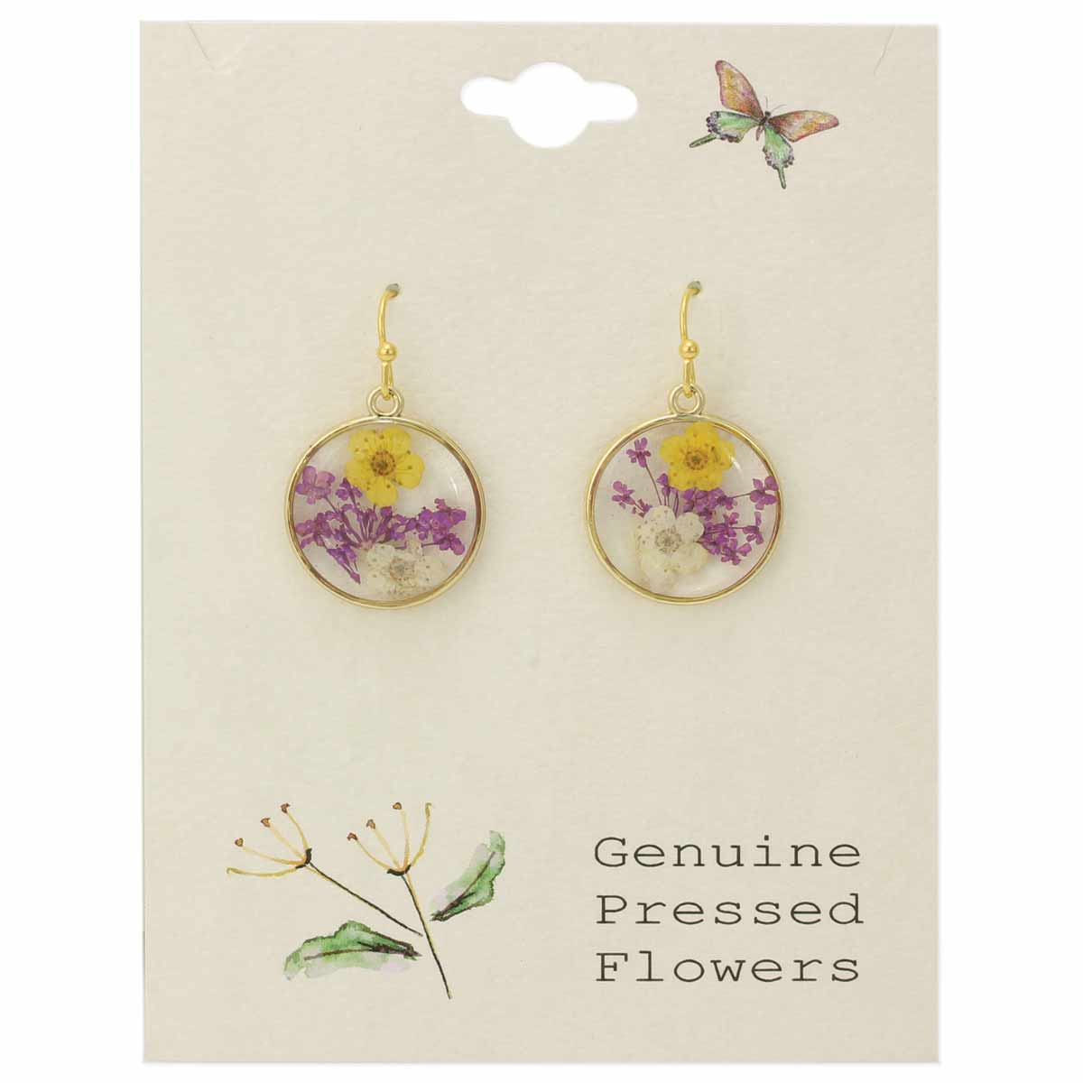 COTTAGE PURPLE AND YELLOW FLOWER EARRINGS