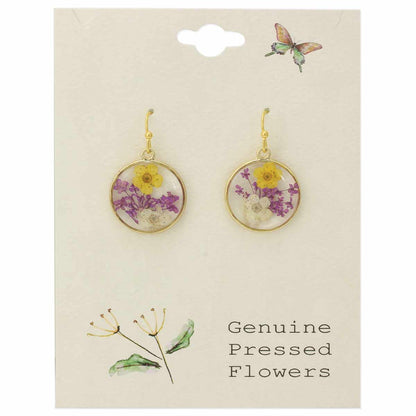 COTTAGE PURPLE AND YELLOW FLOWER EARRINGS