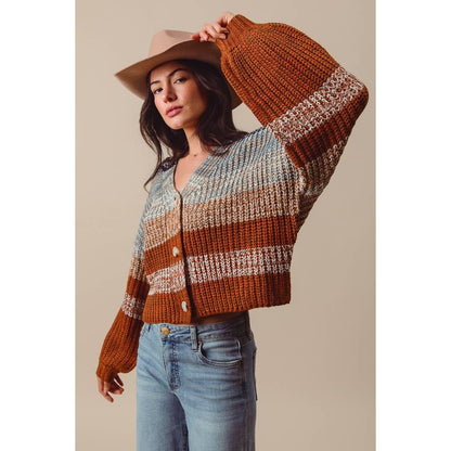 MULTI COLOR STRIPE SWEATER CARDIGAN