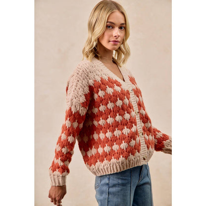 TEXTURED SWEATER CARDIGAN WITH BUTTONED CLOSURE