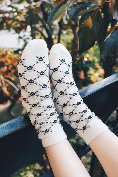 WOMEN'S SKULL WOOL BLEND CREW SOCKS