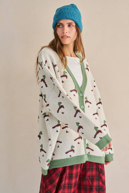 PLAYFUL DUCK KNIT CARDIGAN