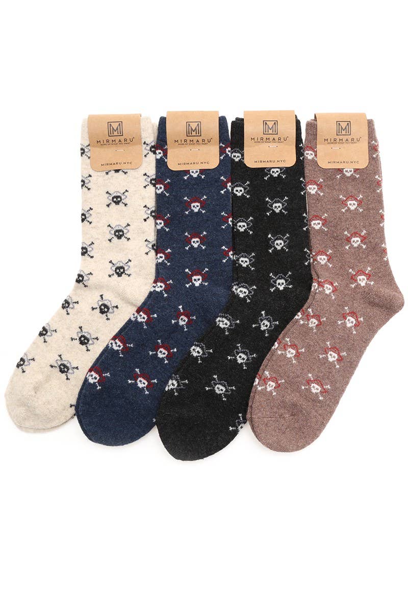 WOMEN'S SKULL WOOL BLEND CREW SOCKS