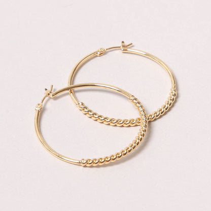 Fashion City - 14K Gold-Dipped Textured Hoop Earring: GLD / ONE SIZE