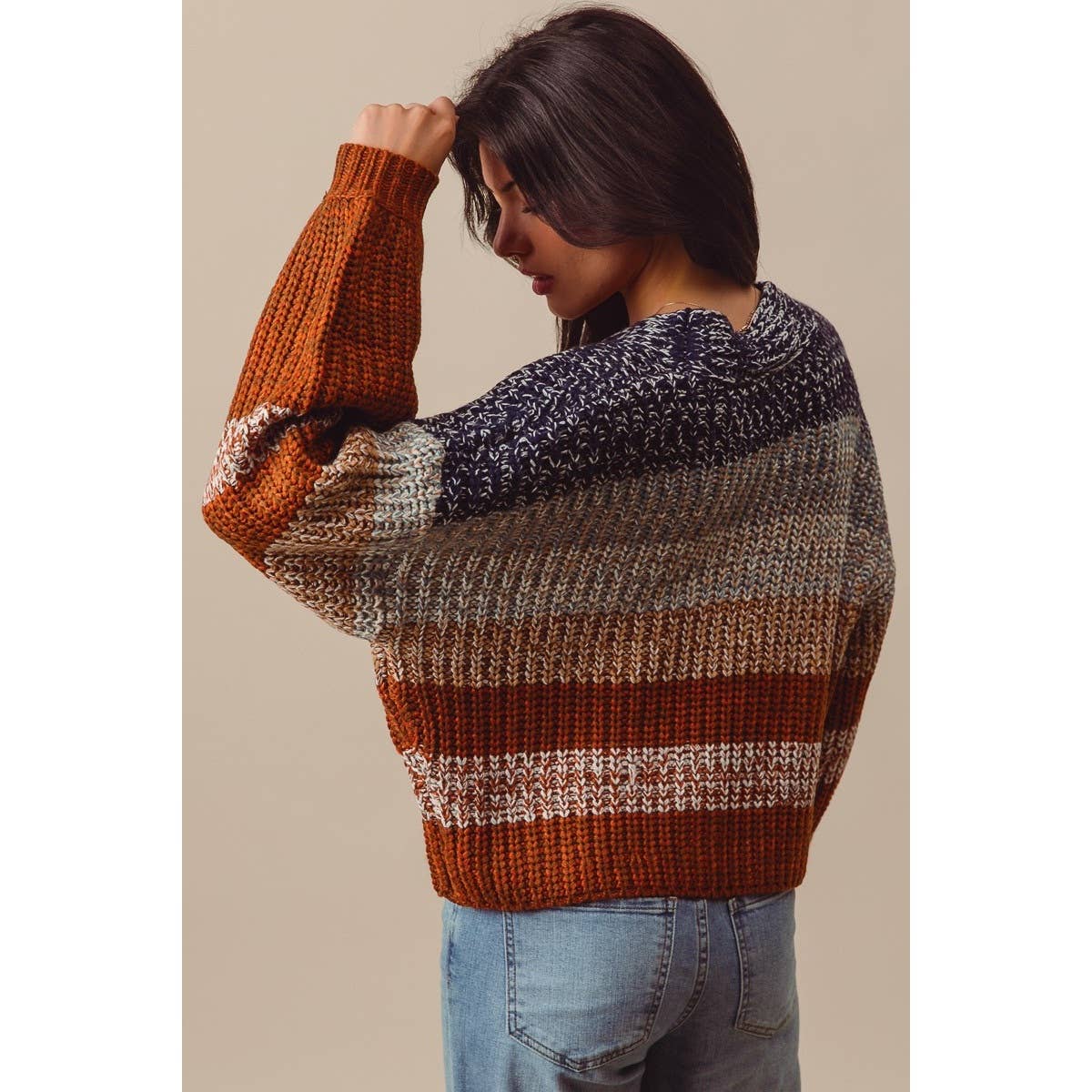 MULTI COLOR STRIPE SWEATER CARDIGAN