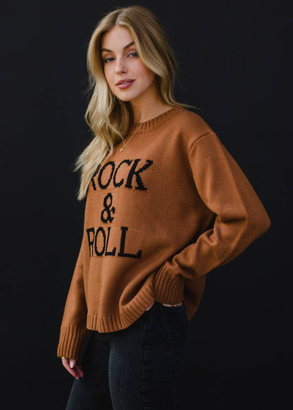 ROCK + ROLL SWEATER - BROWN