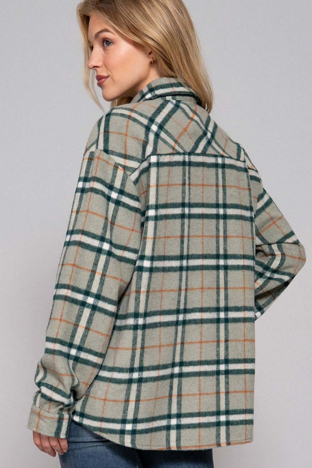 LONG SLEEVE WOOL BLEND PLAIF BUTTON DOWN