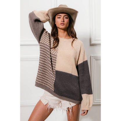 MIXED PATTERN BLOCK SWEATER