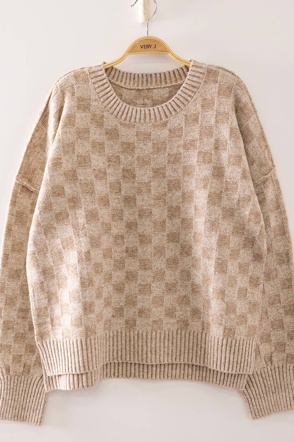 Checkerboard Knit Sweater