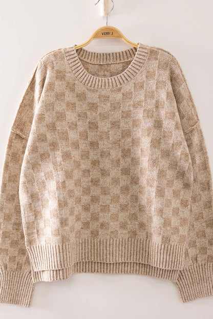 Checkerboard Knit Sweater