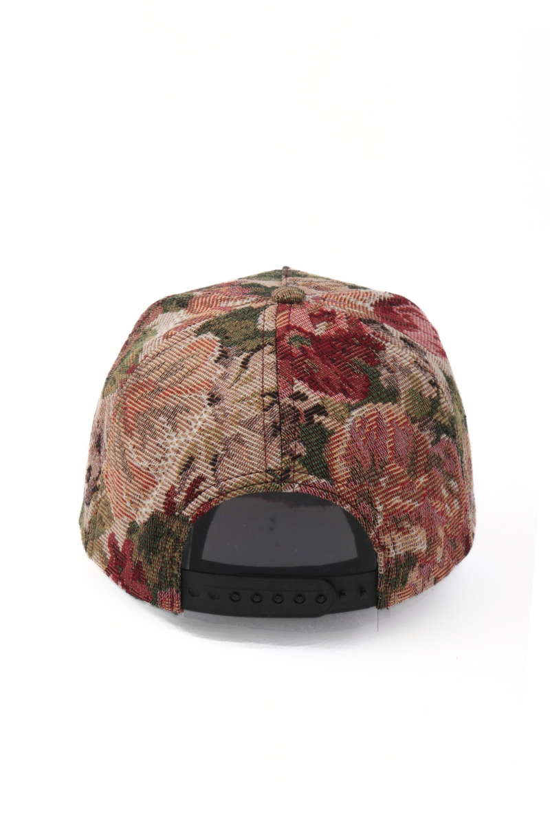 David And Young - Floral Print in Brocade 5 Panel Baseball Cap: Mauve