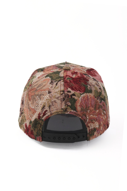 David And Young - Floral Print in Brocade 5 Panel Baseball Cap: Mauve