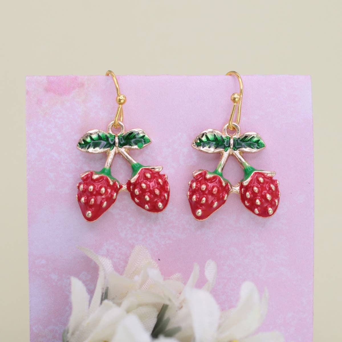 JUICY BUNCH GOLD STRAWBERRY EARRINGS