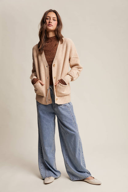 TEXTURED KNIT BUTTON-UP CARDIGAN