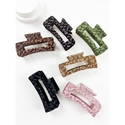 Love and Repeat - Leopard Flocked Velvet Rectangle Claw Clip: MIX COLOR / ONE(12)