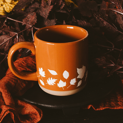 FALL LEAVES STONEWARE COFFEE MUG