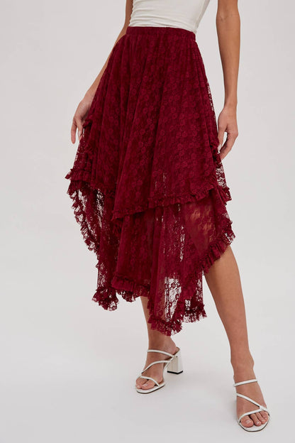 Bluivy - LACE TIER MIDI SKIRT: ECRU / L