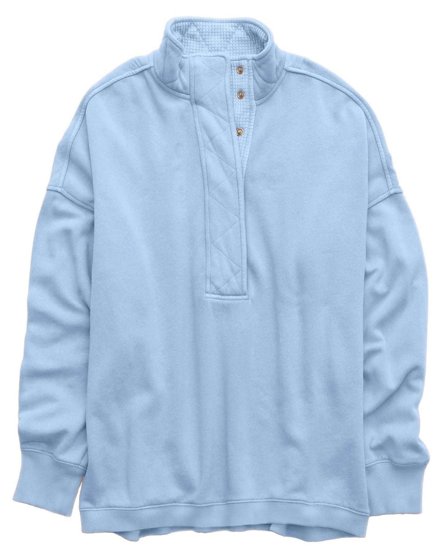 Lovesoft - Solid Fleece Sweatshirt Casual Oversized Snap Collar: Navy / 65%Polyester+30%Viscose   +5%Elastane / 2XL