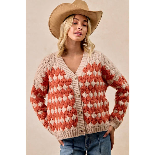 TEXTURED SWEATER CARDIGAN WITH BUTTONED CLOSURE