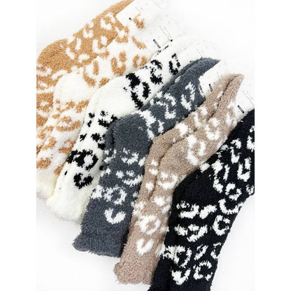 Love and Repeat - Plush Cozy Leopard Socks: MIX COLOR / ONE(12)