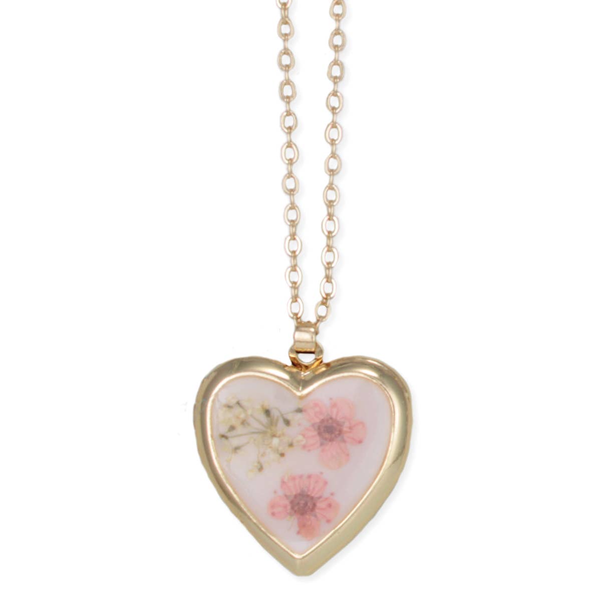 FLORAL MEMORIES PINK DRIED FLOWER LOCKET NECKLACE
