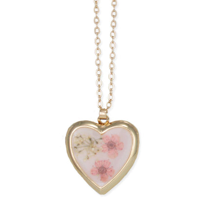 FLORAL MEMORIES PINK DRIED FLOWER LOCKET NECKLACE
