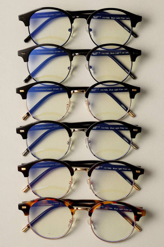 Fashion City - Round Blue Light Blocking Glasses for Unisex: 12 ASSORTED COLOR / One Size