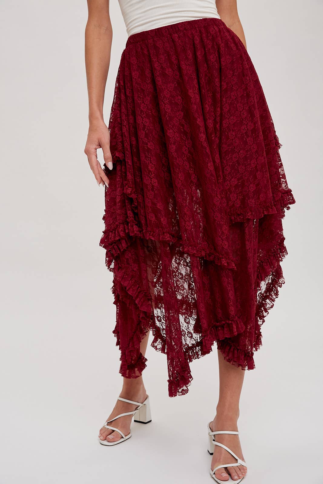 Bluivy - LACE TIER MIDI SKIRT: ECRU / M