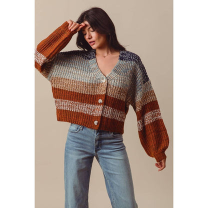 MULTI COLOR STRIPE SWEATER CARDIGAN