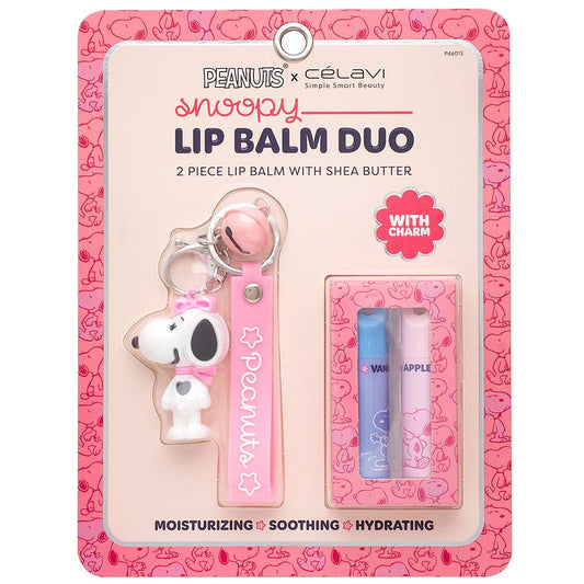 CELAVI X PEANUTS SNOOPY LIP BALM DUO W KEYCHAIN