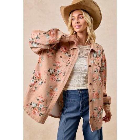 FLORAL PRINTED OVERSIZED SHACKET