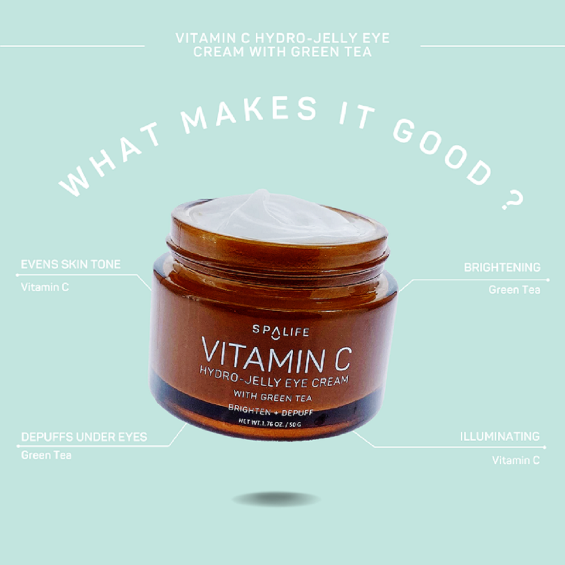 My Spa Life - Brighten + Depuff Vitamin C hydro-Jelly Eye Cream - 1.76 oz