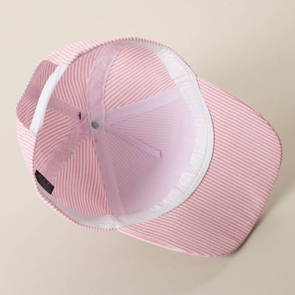 USA EMBROIDERED PATCH GINGHAM STRIPE TRUCKER HAT