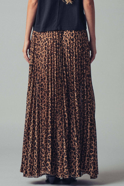 LEOPARD PRINT PLEATED MIDI