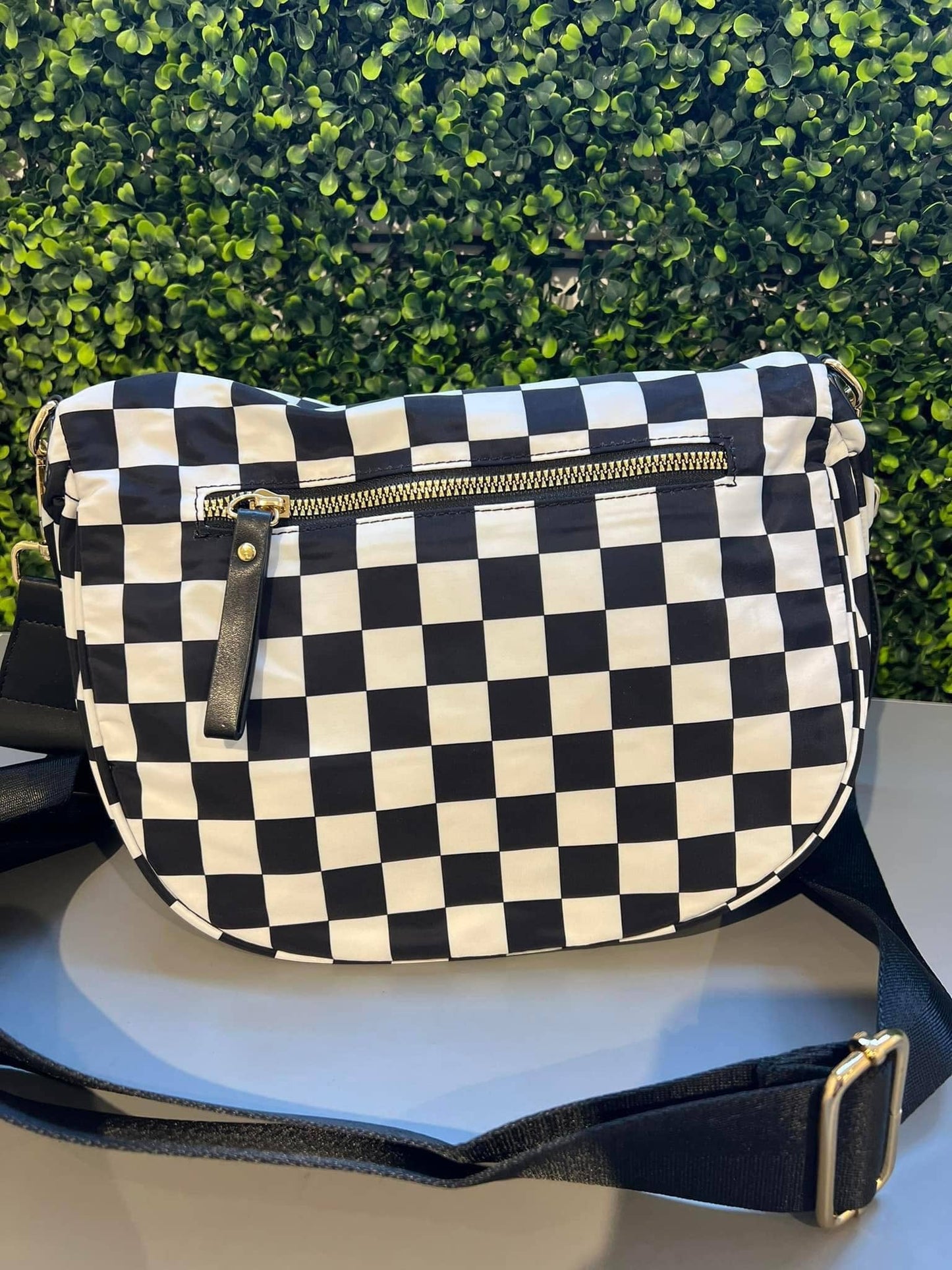 CHECKERED NYLON BUM BAG