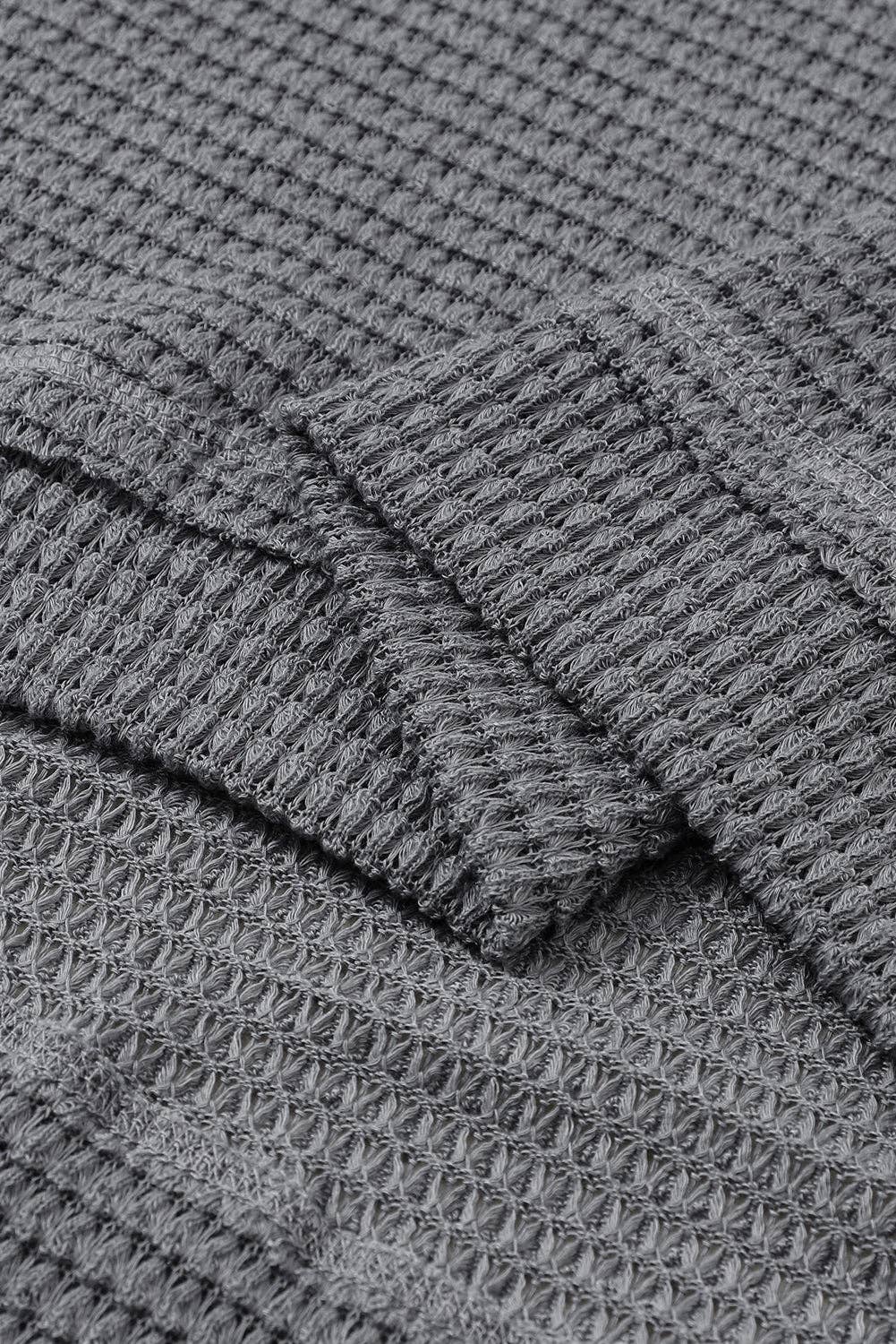 GREEN WITH ENVY WAFFLE KNIT TOP
