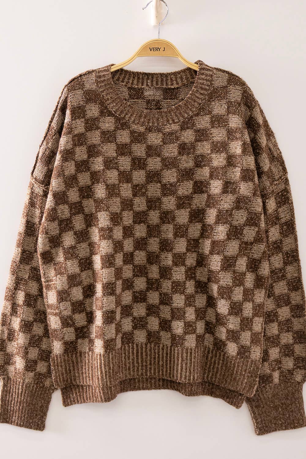 Checkerboard Knit Sweater