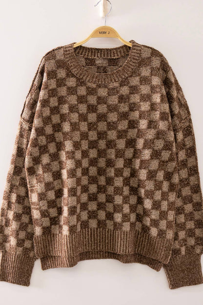 Checkerboard Knit Sweater